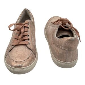 J/Slides Rose Gold Leather Lace Up Sneakers Size 8 1/2 Women's